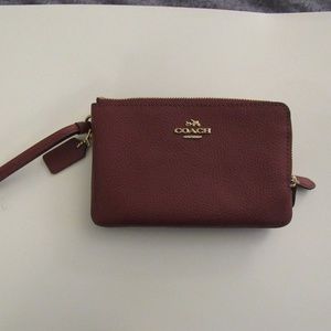 Coach Pebbled Leather Double Corner Zip Wristlet